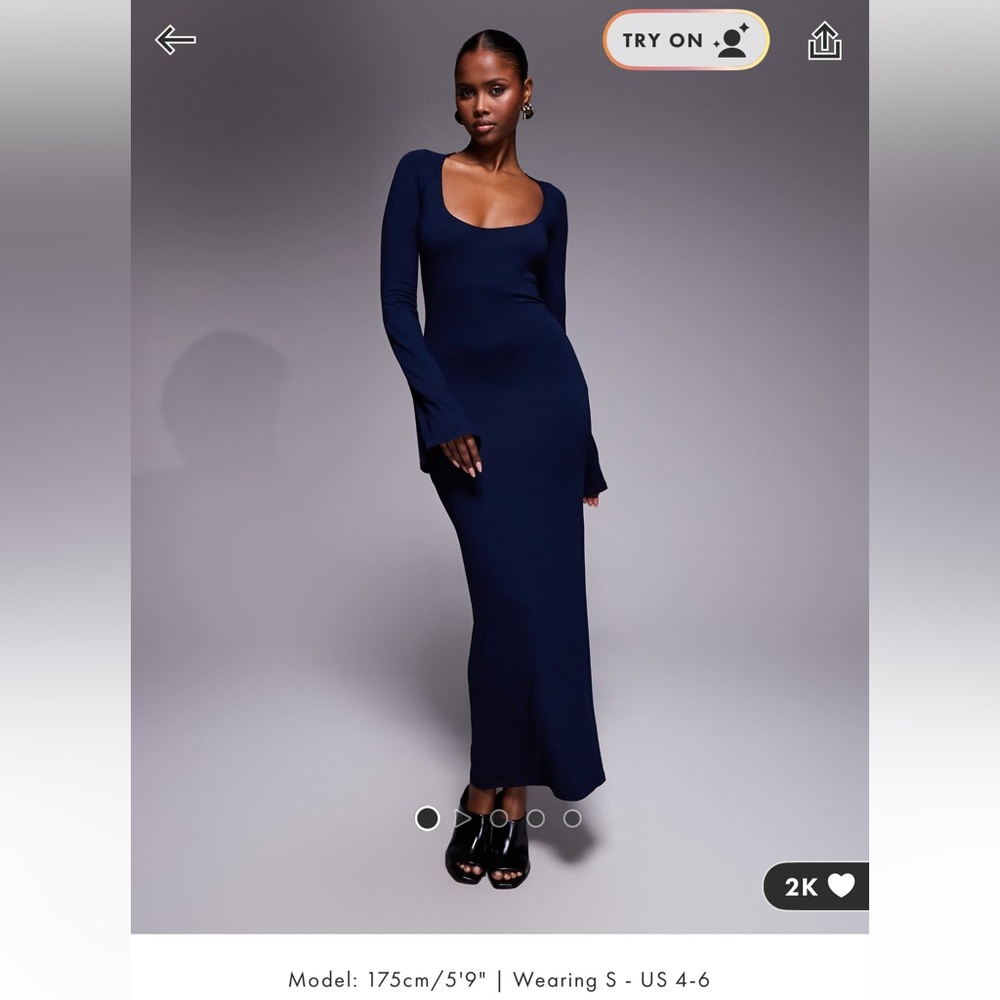 ASOS Design Navy Long Sleeve Dress size small (4/6)